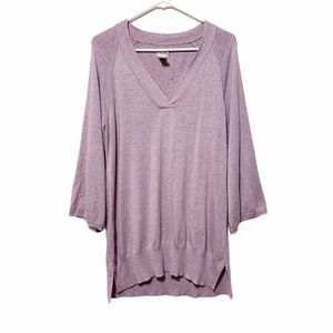 Chico's Top Purple Soft Knit Angora Blend V- Neck 3/4 Sleeve Size 2 Large